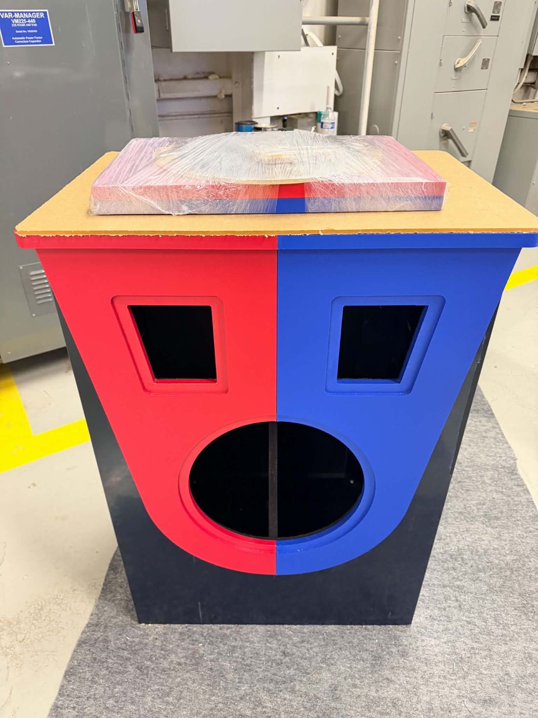Face-off podium in the workshop