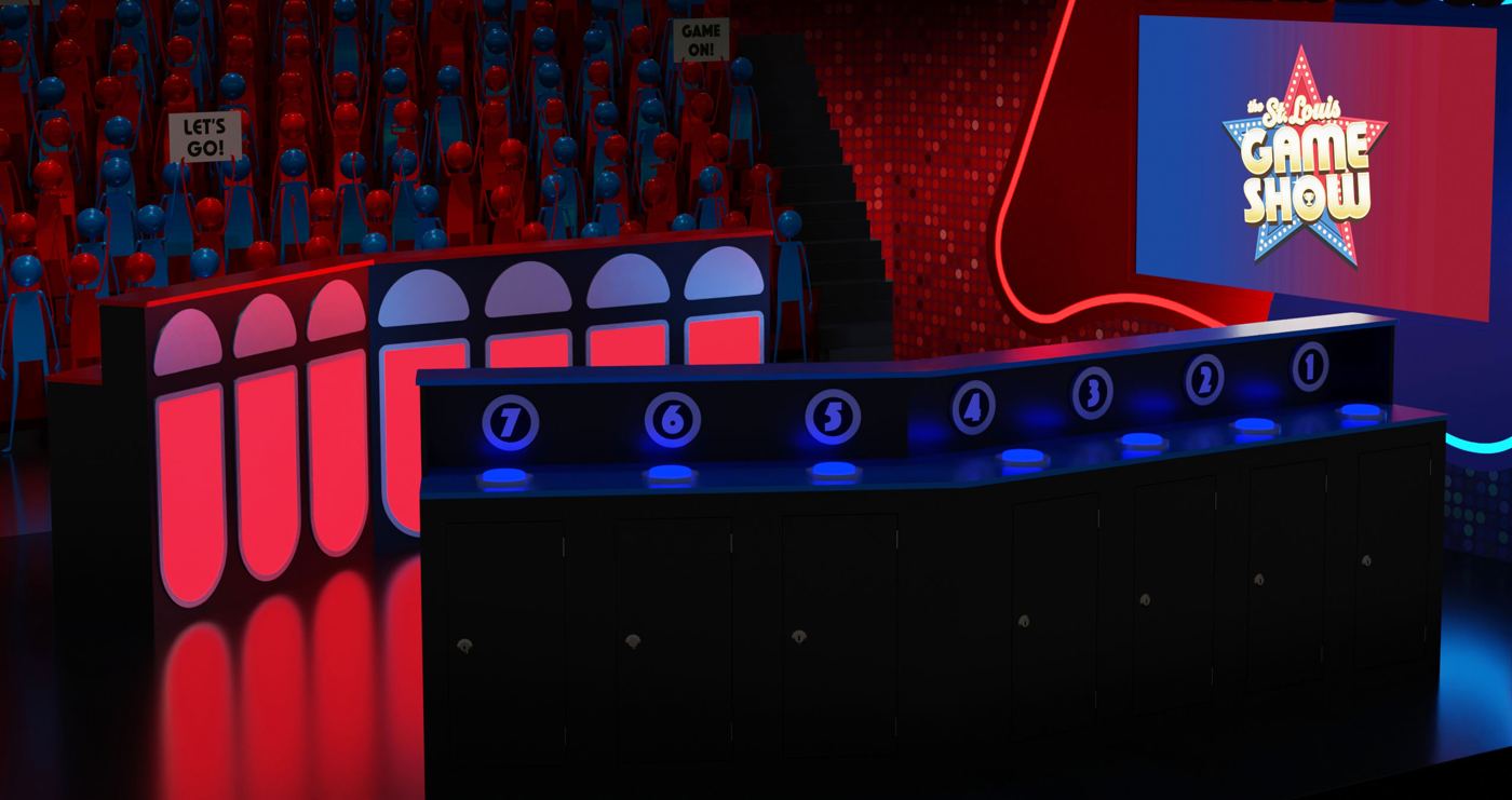 Render of the show scoreboard and stage